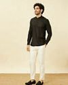 alt message - Manyavar Men Ebony Black Short Kurta image number 3